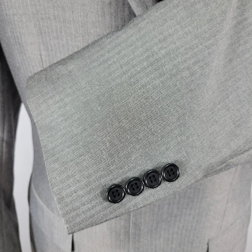 Stafford Essentials Men's Sport Coat‎ Blazer Three Button Gray Herringbone 40R